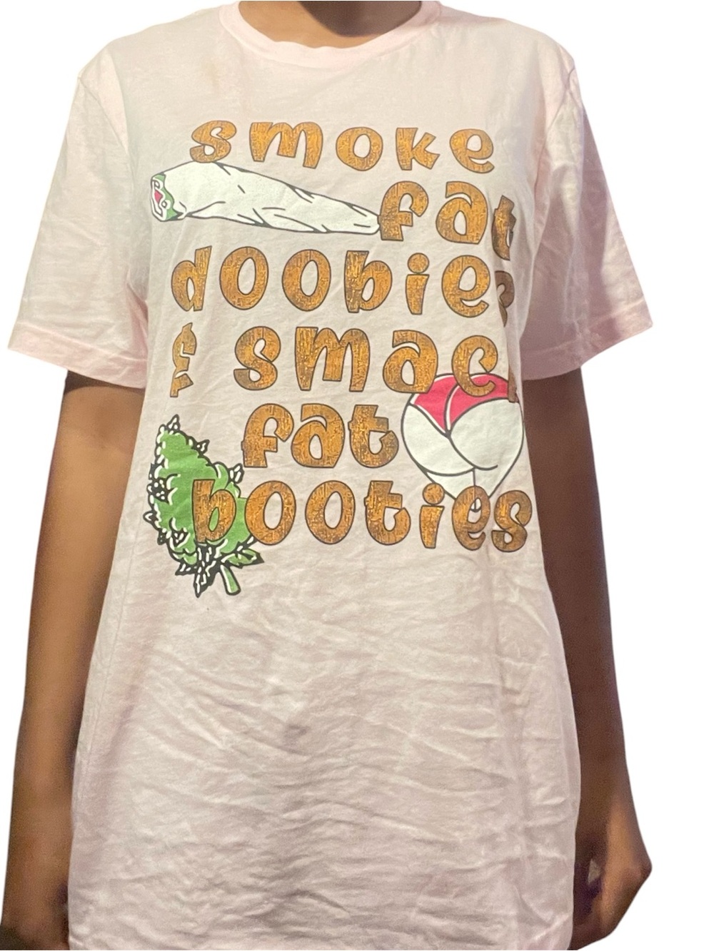Pink graphic Shirt smoke fat doobies & snack fat booties